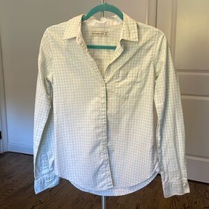 Abercrombie Button Down Blouse Size Small - Pale Green Check